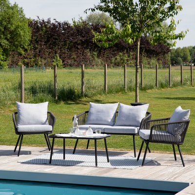 Salon de jardin en corde, 4 places, OUVÉA HAPPY GARDEN