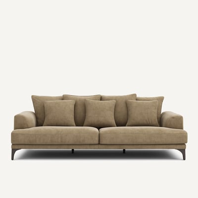 Canapé 3 ou 4 places, en velours stonewashed, ARMENTO AM.PM
