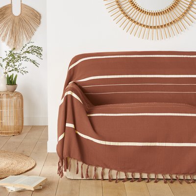 Plaid frangé rayé coton, Nedo LA REDOUTE INTERIEURS