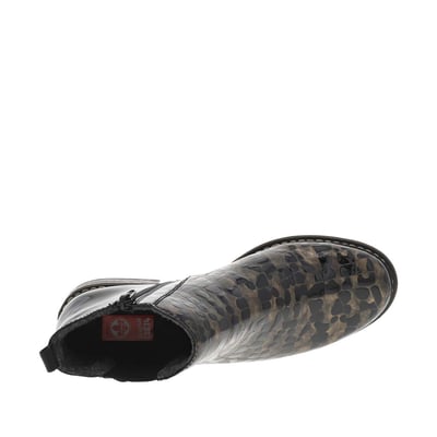 Boots en cuir bronze à talon décroché bas avec un zip et un soufflet élastiqué RIEKER