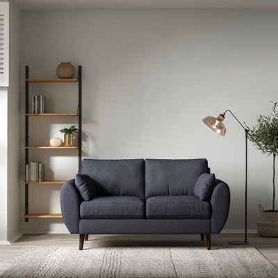 Ada Scandi Soft Brushed 2 Seater Sofa with Dark Wood Legs SO'HOME