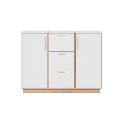 Buffet 2 portes et 3 Tiroirs décor Blanc et Bois L125 cm - SPLIT CALICOSY