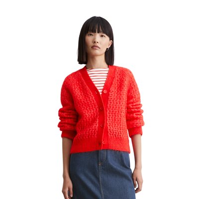Cardigan structuré regular en mélange de laine vierge et de mohair brossé MARC O’POLO DENIM