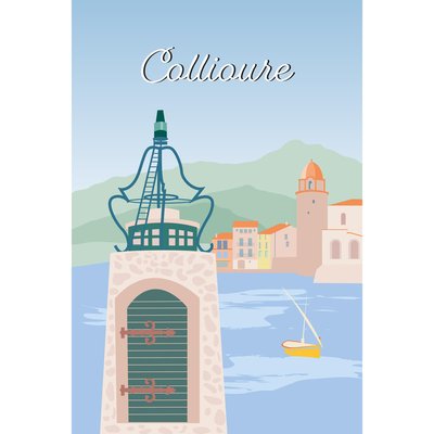 Tableau Sur Toile Illustration Phare De Collioure MER CEANOTHE