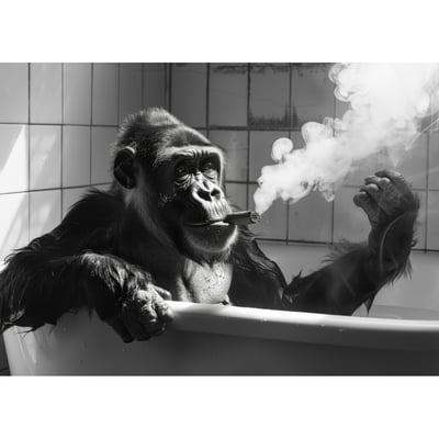 Tableau Sur Toile Singe Au Bain ANIMAUX HUMANISÉS CEANOTHE