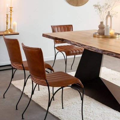 Chaise en cuir marron (lot de 2) NURIA MADE IN MEUBLES 