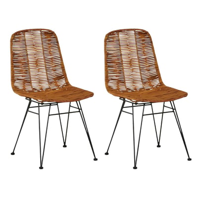 Chaise en rotin naturel pieds métal noir (lot de 2) CANADA PIER IMPORT
