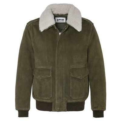 Blouson en cuir suédé avec col sherpa SCHOTT