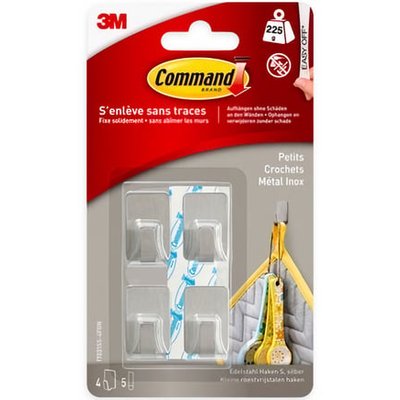Lot De 4 Petits Crochets Adhésifs En Métal Inox 3M