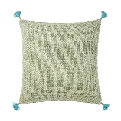Housse de coussin en coton synthétique lin vert, LUBIE OLIVIER DESFORGES