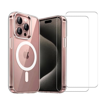 Coque Anti-choc compatible Magsafe pour iPhone 16 Pro Transparente + 2 vitres EVETANE