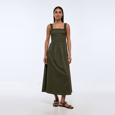 Robe midi smockée en coton BIO GOTS MONOPRIX