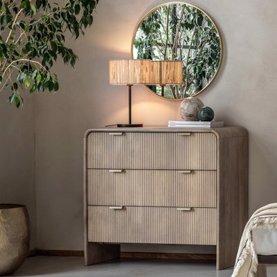 Corven Fluted Mango Wood 3 Drawer Chest SO'HOME