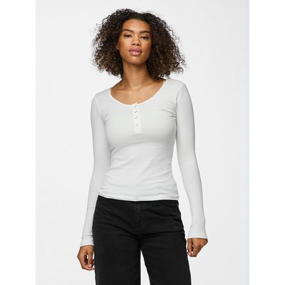 Ribbed Organic Cotton T-Shirt with Long Sleeves PIECES