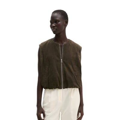 Gilet en cuir regular en cuir de chèvre velours MARC O'POLO