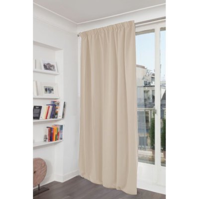 Rideau phonique Velours Galon fronceur Beige MC15 130 x 260 (LxH) MOONDREAM
