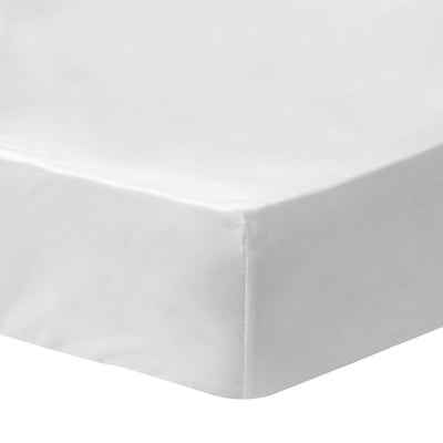 Drap-housse uni en coton, COTON LAVÉ MATT ET ROSE
