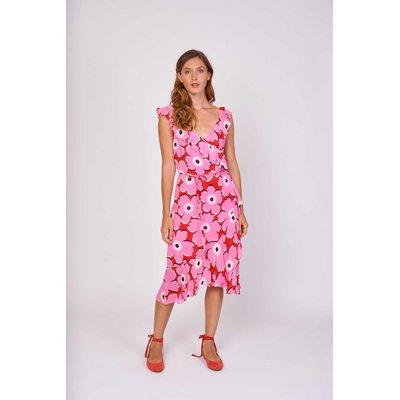 Robe midi imprimée viscose bretelles DERHY