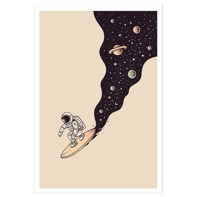 Affiche enfant longboard en cosmos HEXOA
