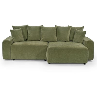 Canapé d'angle convertible réversible 4 places avec coffre de rangement en tissu chenille - MONCEAU HOMIFAB