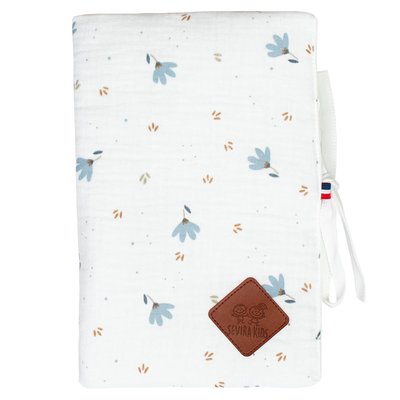 Protège carnet de santé en gaze de coton BLEUET SEVIRA KIDS