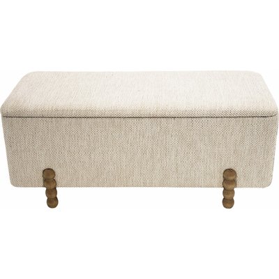 Banc coffre en bois naturel avec pieds tournés et assise tissu RECOLLECTION