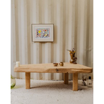 Table basse rustique en bois Léonie N°970 - Bon état DEBONGOUT