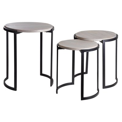 Sellettes rondes en métal et manguier (Lot de 3) AUBRY GASPARD