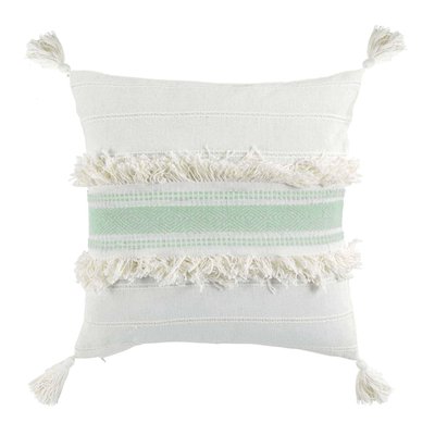 Coussin dehoussable à pompons Indira menthe DOUCEUR D'INTÉRIEUR