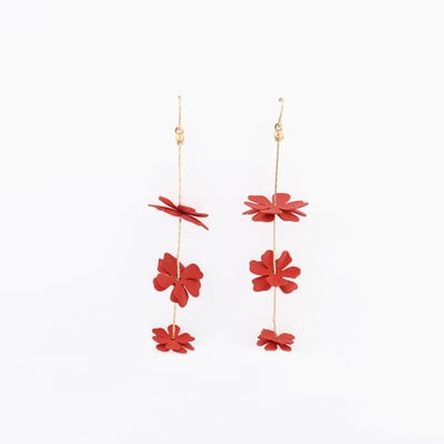 Boucles d'oreilles fleurs en coating rouge BALABOOSTE