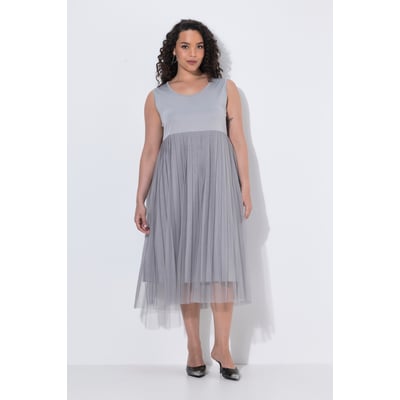 Robe midi, jupe plissée et décolleté rond ULLA POPKEN