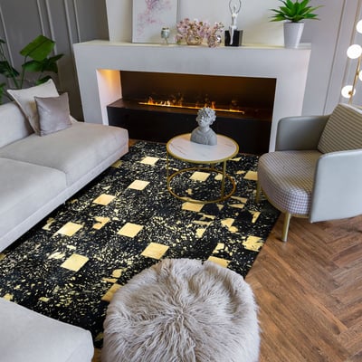 Tapis en cuir recyclé éclats CUIR PREMIUM GOLD THE DECO FACTORY