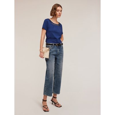 Jeans wide leg in denim di cotone stretch medium blue wash MOTIVI