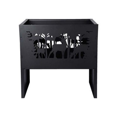 Brasero en acier découpe laser Cerfs Rectangle FANCY FLAMES