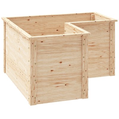 Carré de potager en bois sapin naturel dim. 120 x 120 x 62 cm OUTSUNNY