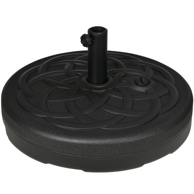 Pied de parasol rond Ø 56 x 30,5H cm à lester métal PE noir OUTSUNNY