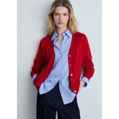 Cardigan côtelé en mélange de soie de mûrier MANGO