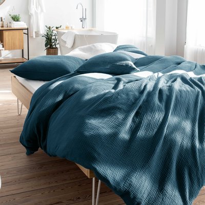 Housse de couette en gaze de coton, SIMPLEMENT GAUFRÉ BLANC CERISE