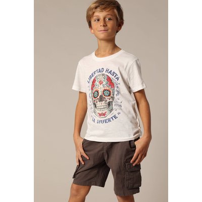 T-shirt garçon à col rond avec imprimé calavera sur le devant CRANEO DEELUXE