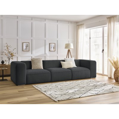 Canapé droit fixe 3 places en tissu texturé, ZEPHYR BOBOCHIC