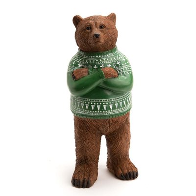 Ours pull Jacquard vert AMADEUS