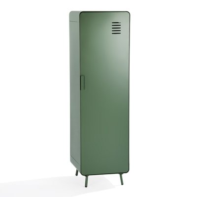 Armoire de rangement avec 1 portes 2 couches et 1 rail en métal industriel, WALNUTLIVING MEUBLES COSY