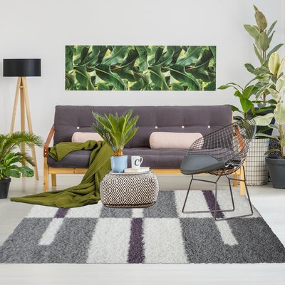 Tapis poils longs shaggy tissé motif géométrique RECTAN UN AMOUR DE TAPIS