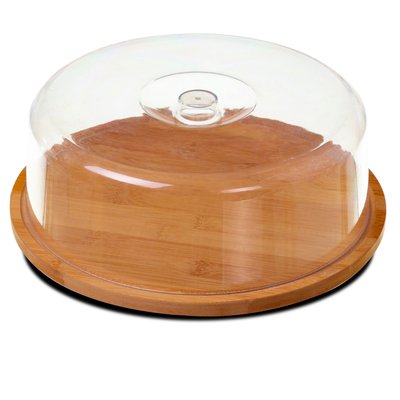 Plateau fromage rond bambou et cloche acrylique 28x28x10cm WADIGA