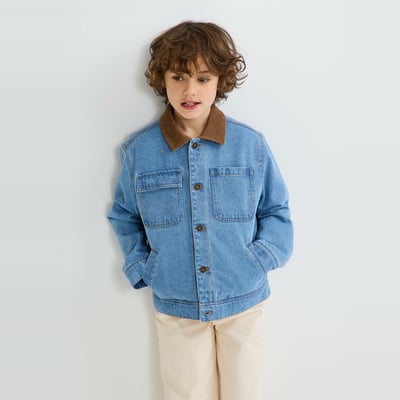 Veste col velours en jean doublée sherpa MONOPRIX
