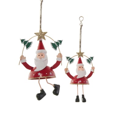 Set de 2 Pères Noël 11 cm à suspendre en métal AMADEUS