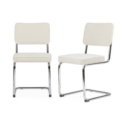 Chaise cantilever acier et bouclette texturée (lot de 2) MAJA SWEEEK