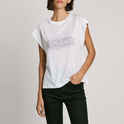 T-Shirt Coupe Boxy Avec Logo En Strass PEPE JEANS