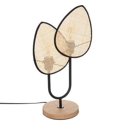 Lampe à poser Feuille en cannage et métal ATMOSPHERA