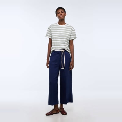 Pantalon large uni contenant du lin MONOPRIX